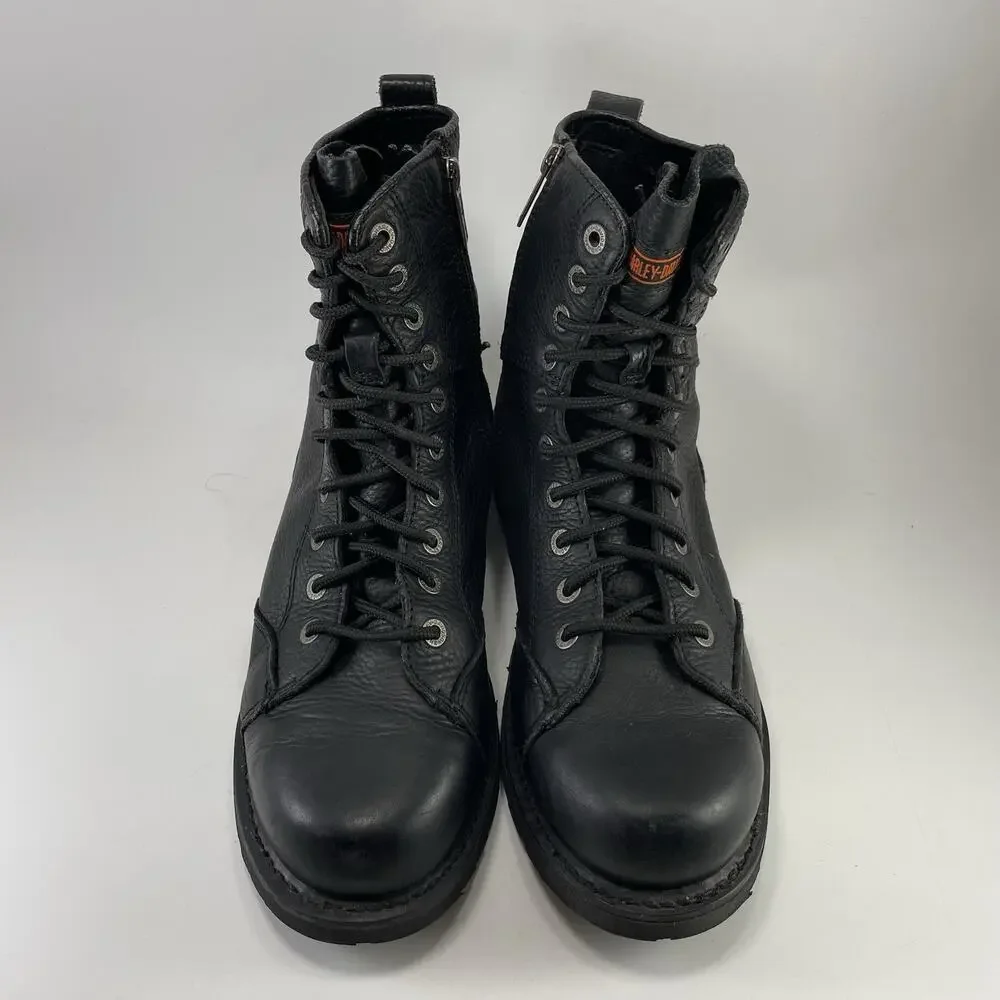Harley-Davidson Edgefield Leather Lace Up Side Zip Riding Boots Mens Size 12